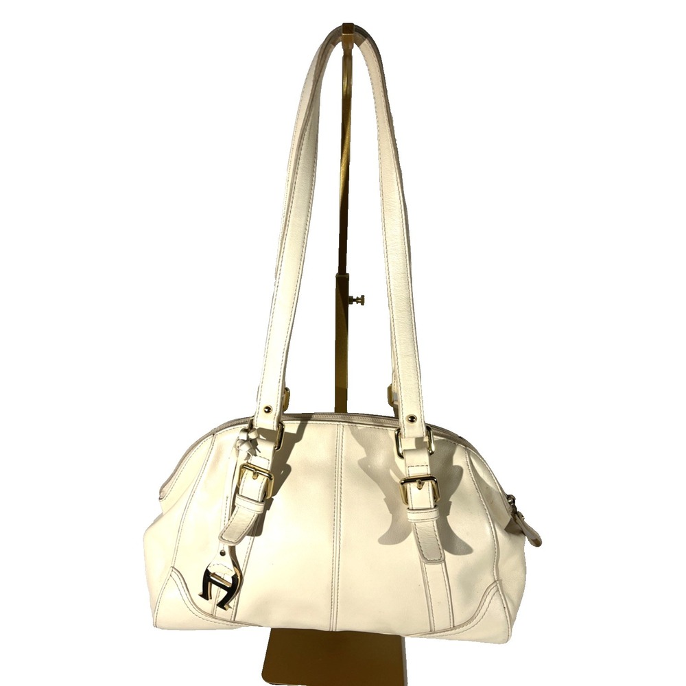 Etienne Aigner Ivory Leather Shoulder Bag Satchel Y2K Minimalist Horseshoe Logo